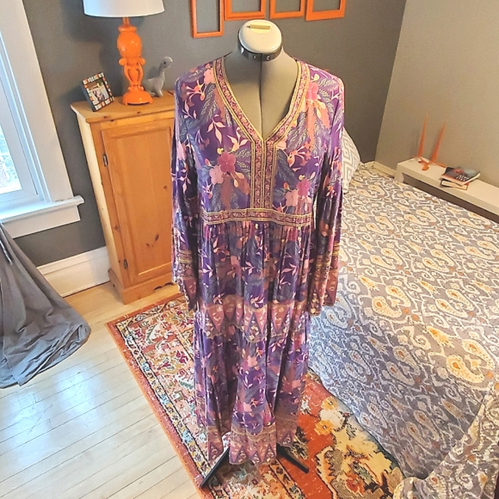Boho floral summer Maxi dress NEW L